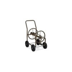 Relaxdays Cart XL, Mobile Pipe Reel Metal, 2X 3/4 Connectors, for 60m Garden Hose, 90 Unwinding, Brown