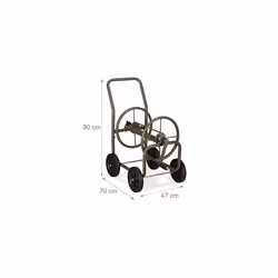 Relaxdays Cart XL, Mobile Pipe Reel Metal, 2X 3/4 Connectors, for 60m Garden Hose, 90 Unwinding, Brown