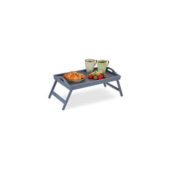 Relaxdays Bamboo Tray, Folding Legs, Raised Edge, for Breakfast in Bed and Serving Table, HWD: 6.5 x 50 x 30 cm, Grey, Gray, 23 x 60.5 x 30 cm