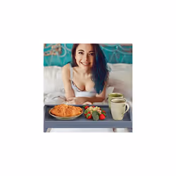 Relaxdays Bamboo Tray, Folding Legs, Raised Edge, for Breakfast in Bed and Serving Table, HWD: 6.5 x 50 x 30 cm, Grey, Gray, 23 x 60.5 x 30 cm