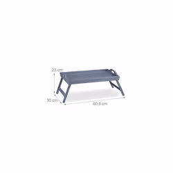 Relaxdays Bamboo Tray, Folding Legs, Raised Edge, for Breakfast in Bed and Serving Table, HWD: 6.5 x 50 x 30 cm, Grey, Gray, 23 x 60.5 x 30 cm