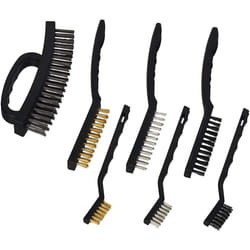 Relaxdays 10029461, Black Cleaning Brushes, 7 Piece Set, with Handle, Metal, Brass, Nylon, Steel, Bristle, Set of 7