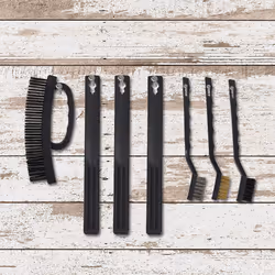 Relaxdays 10029461, Black Cleaning Brushes, 7 Piece Set, with Handle, Metal, Brass, Nylon, Steel, Bristle, Set of 7