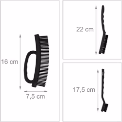 Relaxdays 10029461, Black Cleaning Brushes, 7 Piece Set, with Handle, Metal, Brass, Nylon, Steel, Bristle, Set of 7