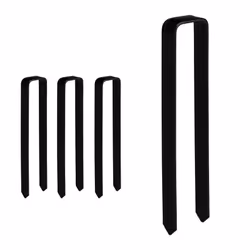 Ground Anchor Set of 4, Hard Soil, Rose Arch, Garden, Steel, XXL, HxWxD: 30 x 6.5 x 2.5 cm, Durable, Black