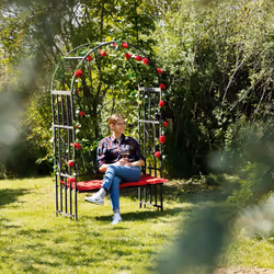 Ground Anchor Set of 4, Hard Soil, Rose Arch, Garden, Steel, XXL, HxWxD: 30 x 6.5 x 2.5 cm, Durable, Black