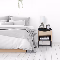 Relaxdays 10030571 Nightstand 1 drawer(s) Black, Wood