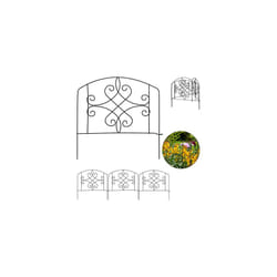 Garden Fence, 4-Piece Flower Bed Border for Garden, Decorative Fence, Metal, Antique Ornaments, HxW: 32 x 186 cm, Black