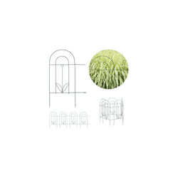 Garden Edging, 5 Piece Set, HxW: 62 x 244 cm, Decorative, Flowerbed Border Fence, Push-In, Metal, Green
