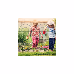 Garden Edging, 5 Piece Set, HxW: 62 x 244 cm, Decorative, Flowerbed Border Fence, Push-In, Metal, Green