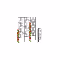 Relaxdays Metal Trellis, Set of 3, for Pluging, Trellis for Climbing Plants, 122 x 30.5 cm, Trellis Garden, Black