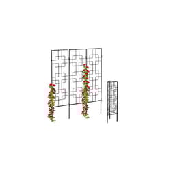 Relaxdays Metal Trellis, Set of 3, for Pluging, Trellis for Climbing Plants, 122 x 30.5 cm, Trellis Garden, Black