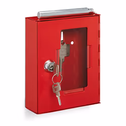 Emergency Key Box, with Glass Pane & Hammer, Lockable, Metal, Household, Practical, Helpful, Red, Iron, 15 x 12 x 4 cm