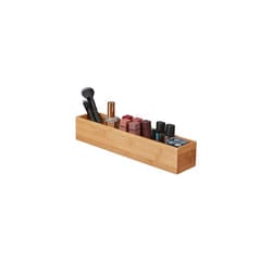 Bamboo Box, Storage Bathroom, Kitchen & Desk, Elongated & Narrow, Organiser, Container, 7 x 38 x 8 cm, Natural