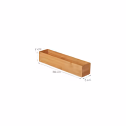 Bamboo Box, Storage Bathroom, Kitchen & Desk, Elongated & Narrow, Organiser, Container, 7 x 38 x 8 cm, Natural