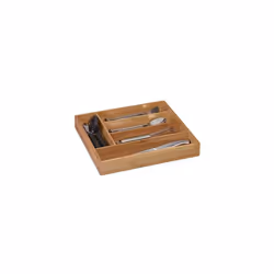 Relaxdays Cutlery Tray, 5 Compartments, Bamboo, Small Drawer Box, for Cutlery & Kitchen Utensils, HBT 5 x 30 x 34 cm, Natural
