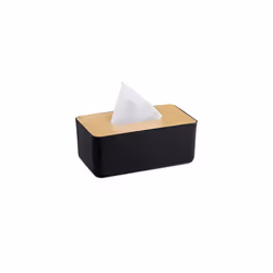 Tissue Box, Refillable, Bathroom, Napkin Dispenser, Bamboo Lid, Plastic, 10 x 23 x 13 cm, Black/Natural