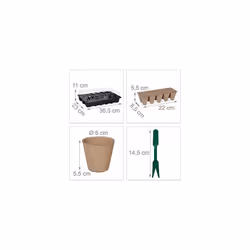 Relaxdays Propagation Set 131 Pieces for Plants, Propagation Box with Cultivation Pots, Pricking Tool & Plant Signs, Black