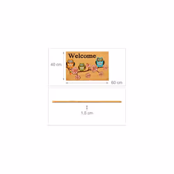 Welcome Flowers and Owls Doormat Coir , 40x60 cm, Door Mat Inside & Outside, Non-Slip, Multicoloured