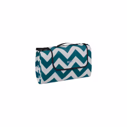Picnic Blanket, 200x200 cm, Heat Insulated & Waterproof, with Carrying Handle, Foldable Beach Mat, Green/White