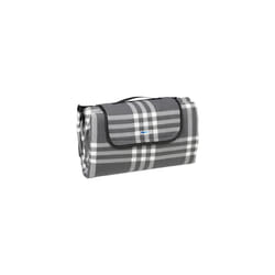 XXL Picnic Blanket, 200 x 200 cm, Fleece Beach Blanket, Heat-Insulated, Waterproof, with Carry Handle, Grey/White