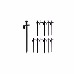 Tent Pegs Set of 12, Ground Anchor for Hard Soil, Camping, Stainless Steel, Hook, Set, HxWxD 20x4x1.5cm, Black, 20 x 4 x 1.5  ...