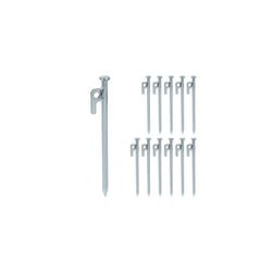 Rock Ground Pegs, Set of 12, for Tent, Awning, Gazebo, Storm Anchor, Steel Pegs for Hard Floors, 20 cm, Silver, 30 x 3 x 1.5 cm
