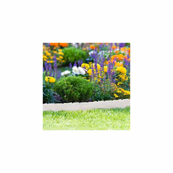 Garden Edging, 10 Piece Set, Flowerbed Lawn Border, Stone Effect, HxW: 10x25 cm, Push-In, Black