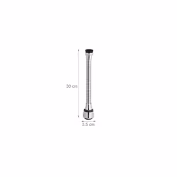 Extension, Flexible Attachment, for Kitchen Tap, 2 Spray Types, 4 Threads: M16 to M24, 30 cm Long, Silver, 80% stainless steel, 30 x 3.5 x 3.5 cm