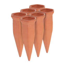 Clay Watering Spikes, Set of 6, Stakes for 1.5 L Plastic Bottes, for Plant Pots & Raised Beds, Terracotta
