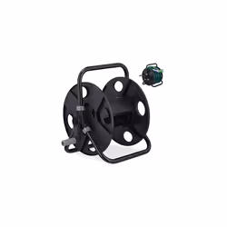 Reel, 30 m 1/2" Hoses, Freestanding, H x W x D: 38 x 42 x 31 cm, Steel, Plastic, Black/Grey, 50%