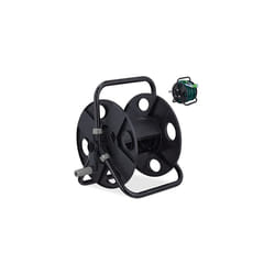 Reel, 30 m 1/2" Hoses, Freestanding, H x W x D: 38 x 42 x 31 cm, Steel, Plastic, Black/Grey, 50%