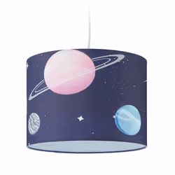 Relaxdays Kids' Light Fixture Planets Lampshade, 1 bulb(s), E27, Blue, Pink, White