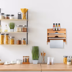 Relaxdays 10045696 kitchen multi dispenser Wood Bamboo, Steel