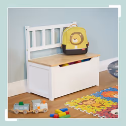 Relaxdays 10051075_686 Toy storage bench Freestanding Natural, White - Additional view 2
