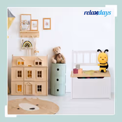Relaxdays 10051075_686 Toy storage bench Freestanding Natural, White - Additional view 3