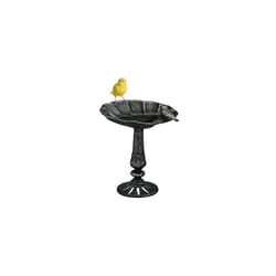 Bird Bath, Standing, Water Bowl, Frost-Proof, H x W x D: 24 x 21 x 18 cm, Cast-Iron, SIlver