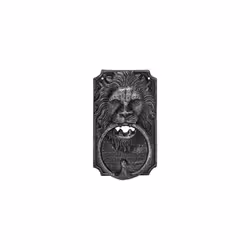Door Knocker Lion, Cast Iron, Vintage Bell, HxWxD: 19.5 x 12 x 6 cm, Animal Head Design, Decorative, Silver, 100%