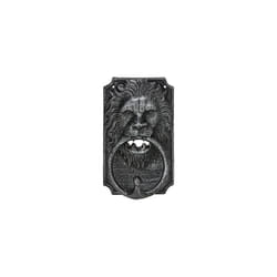 Door Knocker Lion, Cast Iron, Vintage Bell, HxWxD: 19.5 x 12 x 6 cm, Animal Head Design, Decorative, Silver, 100%