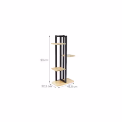 Metal Flower Stand, 4-Tier Indoor Pot Shelf Ladder, Wooden Look, 93 x 42.5 x 22.5 cm, Plant Rack, Light Brown