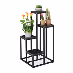 Relaxdays 10038796, Plant stand, MDF, Steel, Black, Indoor, 4 shelves, 400 mm