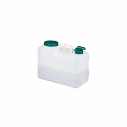 Water Canister with Tap, 15 litres, Camping Container, BPA-Free Plastic, Wide Opening, Handle, White/Green, 80% 10%, 38x22x39 ...