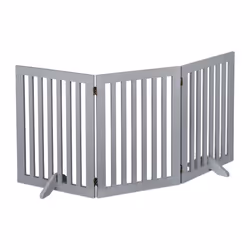 Relaxdays Safety Gate for Children & Pets, Retractable, with Feet and Floor Protectors, Free-Standing, 70 x 154 cm, Grey