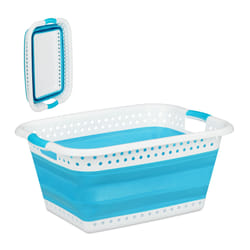 Relaxdays 10025601_136 laundry basket 37 L Rectangular Plastic, Thermoplastic Rubber (TPR) Light Blue, White