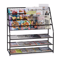 Relaxdays 4052025899080, Rack shelf, Freestanding, Metal, Black, Children's room, Hallway, Living room, 6 shelves