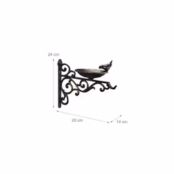 Relaxdays Cast Iron Bird Bath, Wall Mounted, Weatherproof, Vintage Bird Bath, Wild Birds, Garden Decoration, HBT 24 x 28 x 14 cm, Bronze