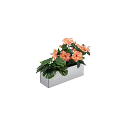 Window Box for Interior, Planter, Metal Cachepot for Flower-and Herb Pots, Rectangular Tub, Silver, 13.5 x 40 x 12.5 cm