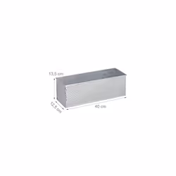 Window Box for Interior, Planter, Metal Cachepot for Flower-and Herb Pots, Rectangular Tub, Silver, 13.5 x 40 x 12.5 cm