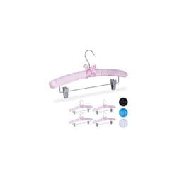 Set of 5 Satin Hangers Padded Vintage Adjustable Clips Swivel Hook 38cm Wide Pink