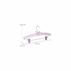 Set of 5 Satin Hangers Padded Vintage Adjustable Clips Swivel Hook 38cm Wide Pink